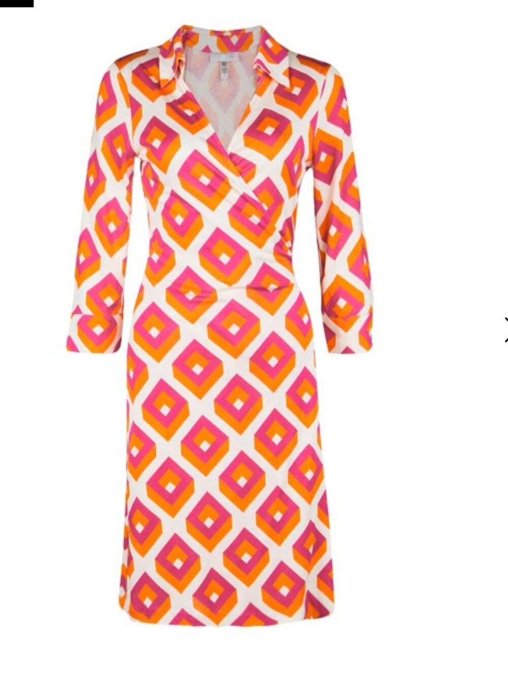 Diane Von Furstenberg Vintage Cube Printed Silk Jersey Justin Wrap Dress | Siz10